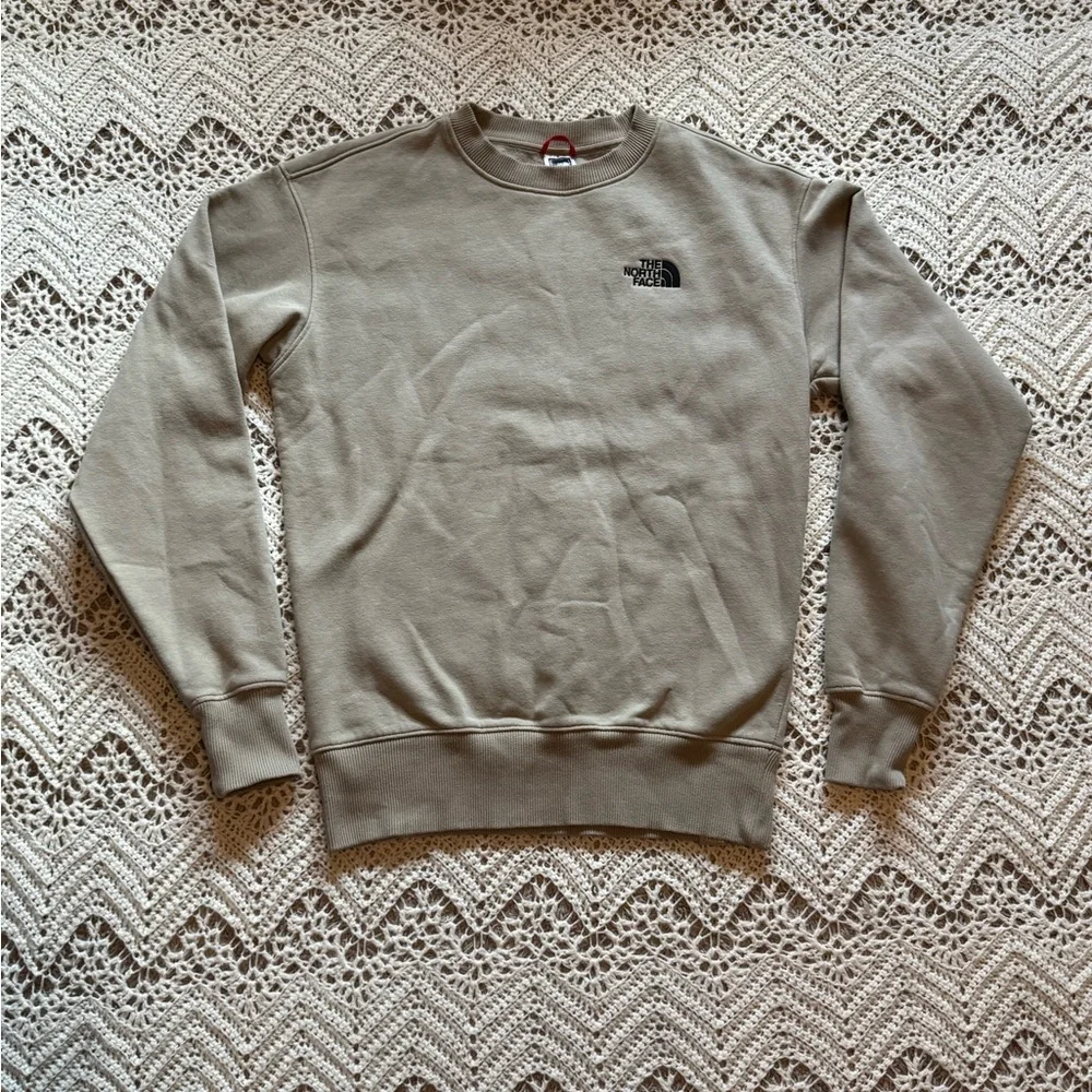 The North Face Men's Beige Crewneck Sweater Embroidered Unisex Small Soft
